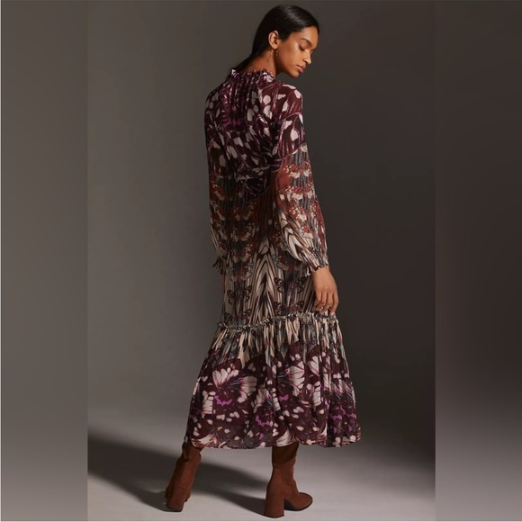 Anthropologie Long-Sleeve Wrap Midi Dress - Picture 3 of 4